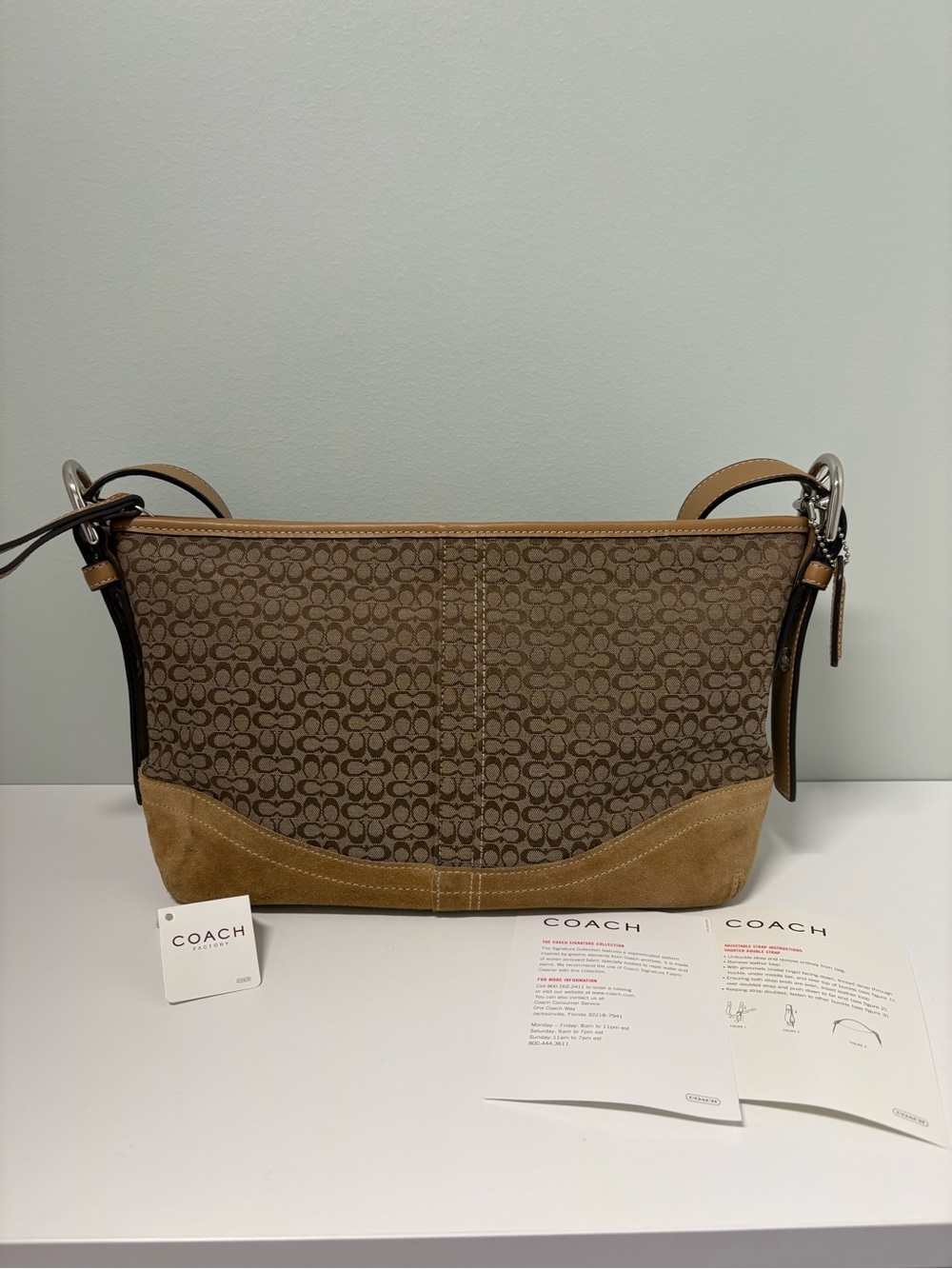 Coach F10945 Signature Tan Jacquard Soho Hobo Bag